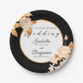 Elegante Gold Rose Black Wedding Pappteller (Vorderseite)