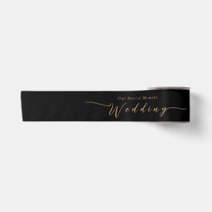 Elegante Gold Rose Black Wedding Satinband