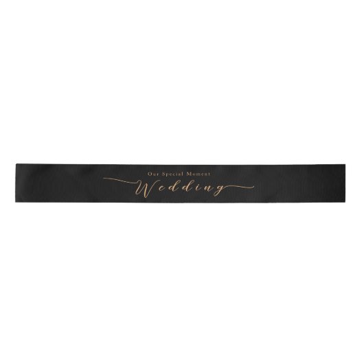 Elegante Gold Rose Black Wedding Satinband (Vorderseite)