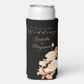 Elegante Gold Rose Black Wedding Selters Dosenkühler (Seltzer Vorderseite)