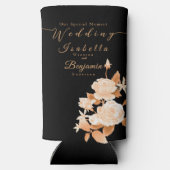 Elegante Gold Rose Black Wedding Selters Dosenkühler (Rückseite)