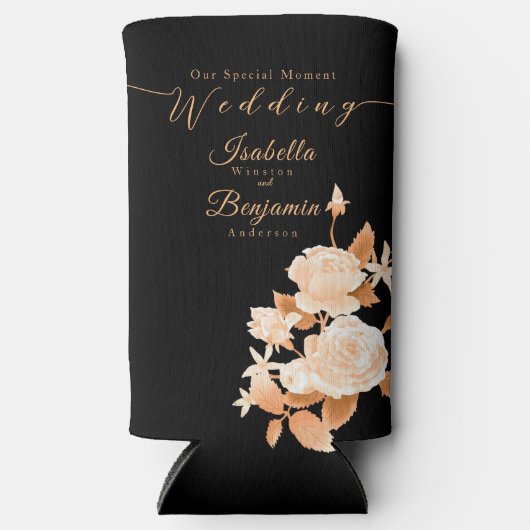 Elegante Gold Rose Black Wedding Selters Dosenkühler (Vorderseite)