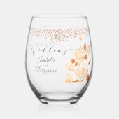 Elegante Gold Rose Black Wedding Weinglas Ohne Stiel (Vorderseite)