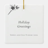 Elegante Gold Rose Erstes Verheiratetes Foto Keramikornament (Rückseite)