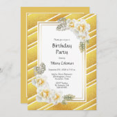 Elegante Gold Rose Geburtstagsparty Einladung (Vorne/Hinten)