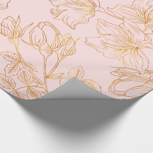 Elegante Gold-Rose Geschenkpapier (Ecke)