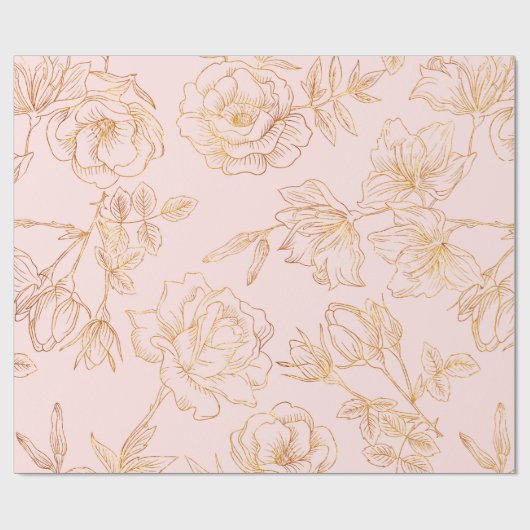 Elegante Gold-Rose Geschenkpapier (Flach)