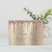 Elegante Gold Rose Gold Glitzer Tropfen Geburtstag Dankeskarte (Stehend Vorderseite)