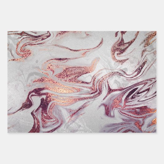 Elegante Gold Rose Gold Silbermarmor Geschenkpapier Set (Vorderseite 3)