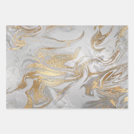 Elegante Gold Rose Gold Silbermarmor Geschenkpapier Set (Vorderseite)