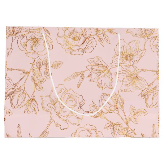 Elegante Gold-Rose Große Geschenktüte (Rückseite)