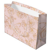 Elegante Gold-Rose Große Geschenktüte (Rückseite Schrägansicht)