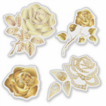Elegante Gold Rose Hochzeitsticker