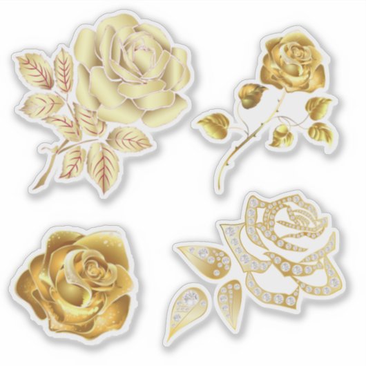 Elegante Gold Rose Hochzeitsticker Aufkleber (Vorderseite)