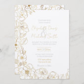 Elegante Gold Rose Kunst, Dichtung und Musik Einladung (Vorne/Hinten)