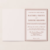 Elegante Gold Rose Monogram Wedding Real Folienkarte (Innenseite)