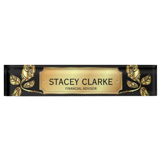 Elegante Gold Rose und Black Financial Advisor Des Namensplakette (Vorderseite)
