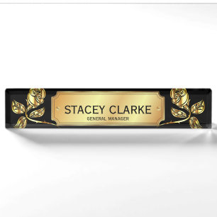 Elegante Gold Rose und Black General Manager Namensplakette