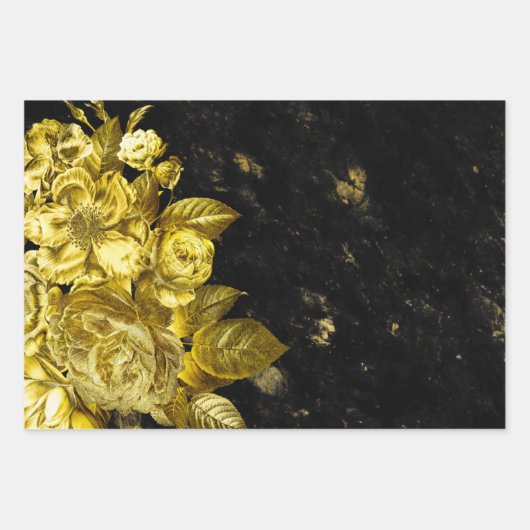Elegante Gold-Rose und schwarzer Marmor Geschenkpapier Set (Vorderseite 3)