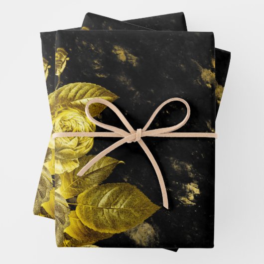 Elegante Gold-Rose und schwarzer Marmor Geschenkpapier Set (Beispiel)