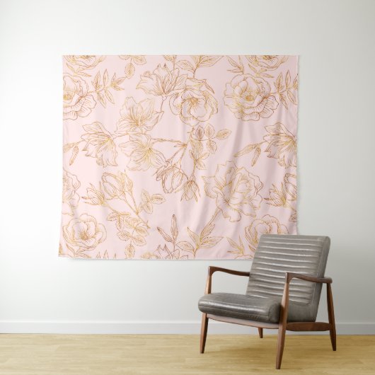 Elegante Gold-Rose Wandteppich (Beispiel (Horizontal))