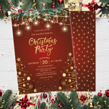 Elegante Gold-Rot-Weihnachtsfeier im Haus für Unte