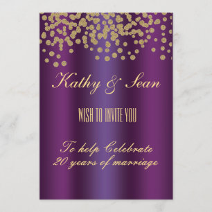 Elegante Gold & Royal Lila 12x18 Invitation Card Einladung
