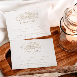 Elegante Gold Rustic Barn Wedding Meal Choice RSVP Karte