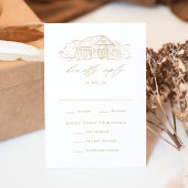 Elegante Gold Rustic Barn Wedding Meal Choice RSVP Karte