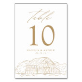 Elegante Gold Rustic Barn Wedding Tischnummer (Rückseite)