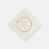 Elegante Gold Rustic Wreath Leaf Monogram Wedding Serviette (Ecke)