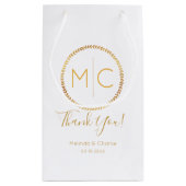 Elegante Gold Rustic Wreath Monogram Wedding Kleine Geschenktüte (Rückseite)