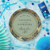 Elegante Gold Sage Grüne Blätter Hochzeit Pappteller (Party)