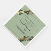 Elegante Gold Sage Grüne Blätter Hochzeit Serviette (Ecke)
