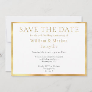 Elegante Gold Save the Date 50 Jahre Jubiläumskart