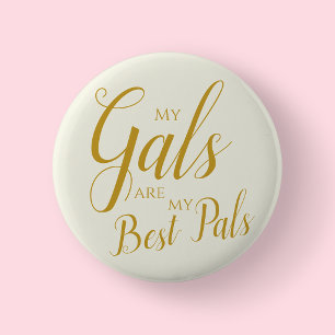 Elegante Gold-Schrift Brautjungfern Brautparty Button