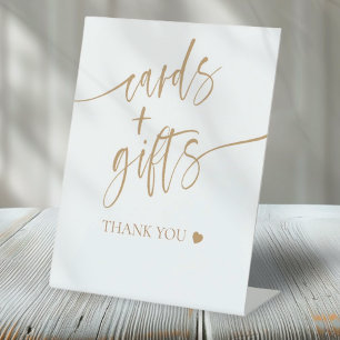 Elegante Gold-Schrift Hochzeitsdusche Karten & Ges Sockelschild