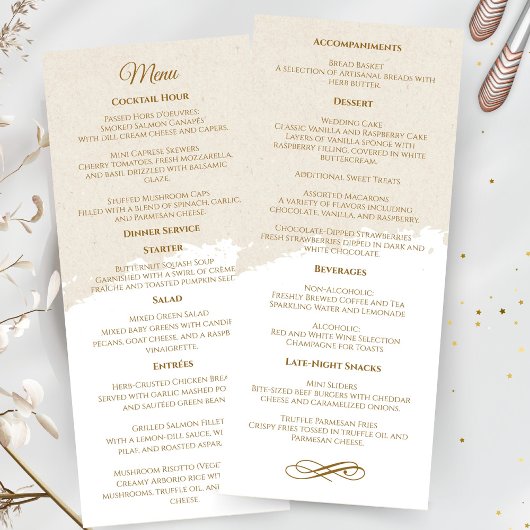 Elegante Gold-Schrift Hochzeitsmenü Programm