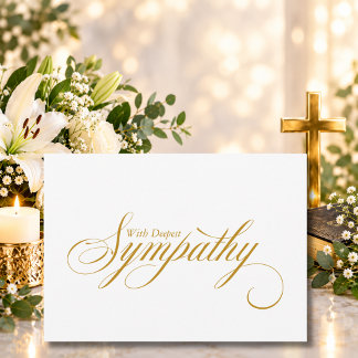 Elegante Gold-Schrift Kondolenz-Sympathie-Karte Ankündigung