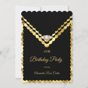 Elegante Gold-Schwarz-Diamant-Geburtstagsfeier Einladung
