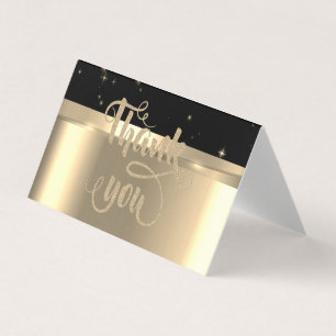 Elegante Gold-Schwarz-Glitzer-Dankeskarte Visitenkarten