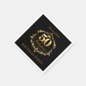 Elegante Gold-Schwarze 50. Geburtstagsfeier Serviette (Ecke)