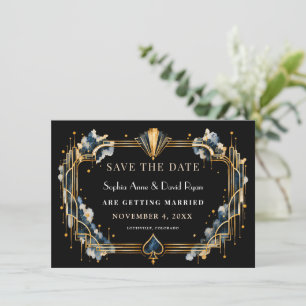 Elegante Gold-Schwarze Art Deco-Casino-Abend-Hochz Save The Date