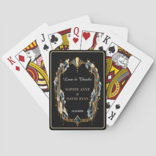 Elegante Gold-Schwarze Art Deco-Casino-Nacht-Hochz Spielkarten