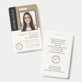 Elegante Gold Schwarze Notar-ID Ausweis (Vorder- & Rückseite)