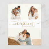 Elegante Gold Script 3 Foto Weihnachtskarte (Vorderseite)