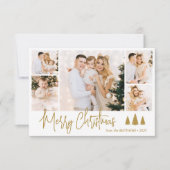 Elegante Gold Script 5 Foto Collage Weihnachtskart Einladung (Vorderseite)