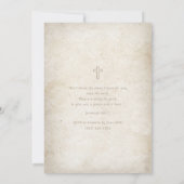 Elegante Gold Script Aged Pergament Taufe Einladung (Rückseite)