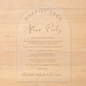 Elegante Gold Script Arch Wedding Reception Acryleinladungen (Vorderseite)