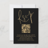 Elegante Gold Script Black QR Code Hochzeit RSVP (Vorderseite)